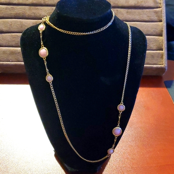 Vintage Sarah Coventry Pink Parfait Necklace Goldtone Signed - Picture 1 of 6
